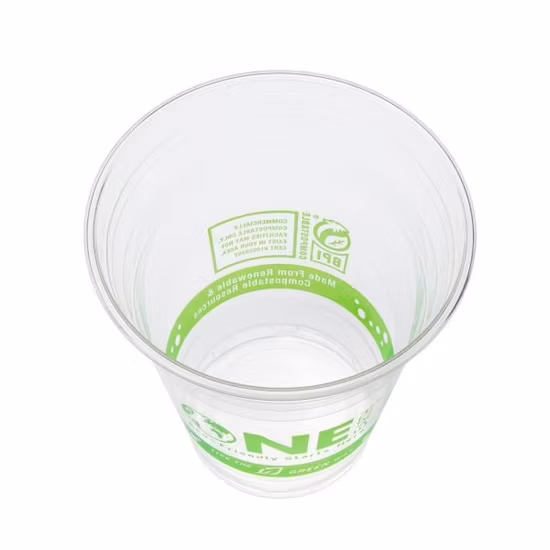 Ecológico 100% biodegradable compostable PLA maicena plástico desechable transparente batido café tazas para beber en frío al por mayor