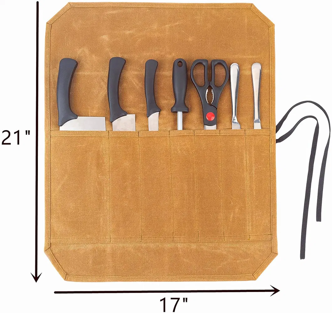 Custom Portable High Quality Chef Cutlery Tool Case Portable Canvas Bag Roll Knife