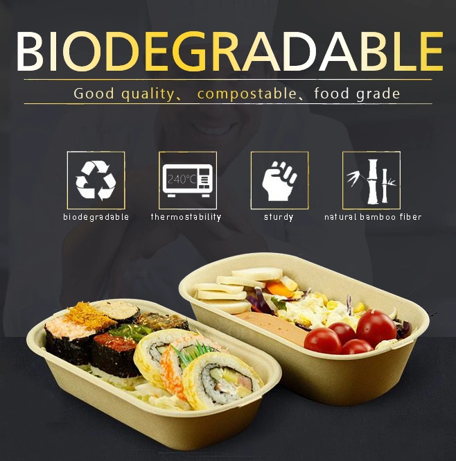 Disposable Compostable Customized Brown Paper Bowl Made by Eco-Friendly Biodegradable Bamboo Fiber with Round Bottom