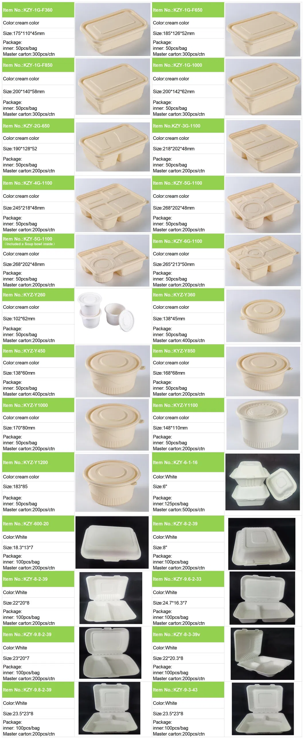 Disposable Food Box Food Container with Biodegradable Cornstarch Material