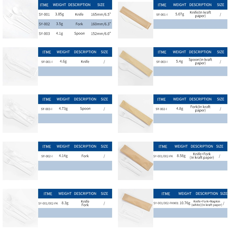 OEM ODM Biodegradable Eco Friendly Fork Spoon Knife Set Cutlery