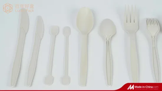 Vajilla biodegradable Cubiertos biodegradables Productos desechables Plástico PLA Cuchara Tenedor y cuchillo Cubiertos