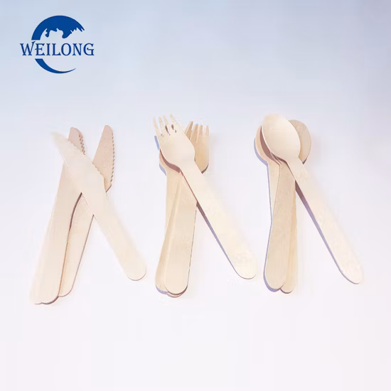 Tenedor de madera compostable biodegradable disponible de los utensilios de cocina del vajilla del servicio de mesa de los cubiertos